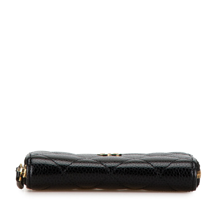 CC Caviar Zip Around Wallet Black - Gaby Paris