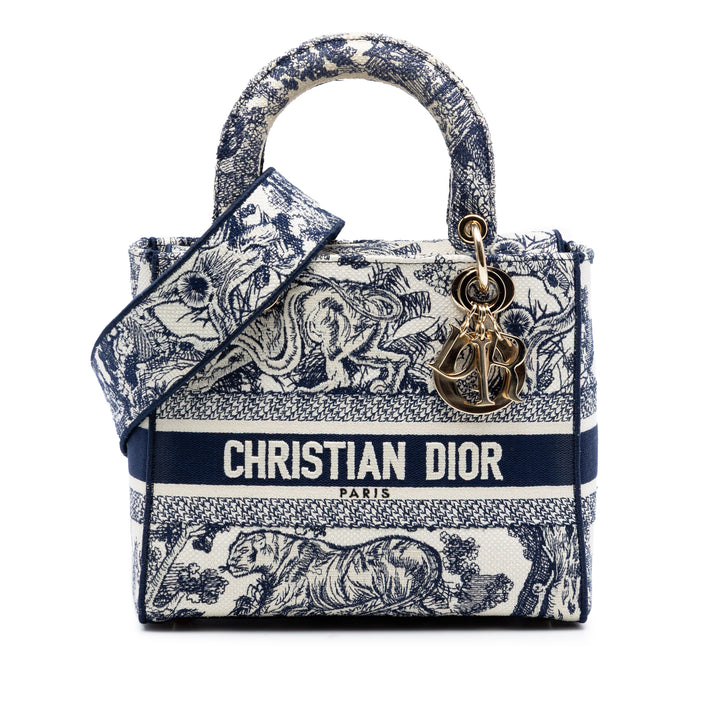 Dior Medium brodé Toile Toile de Jouy Lady D Lite
