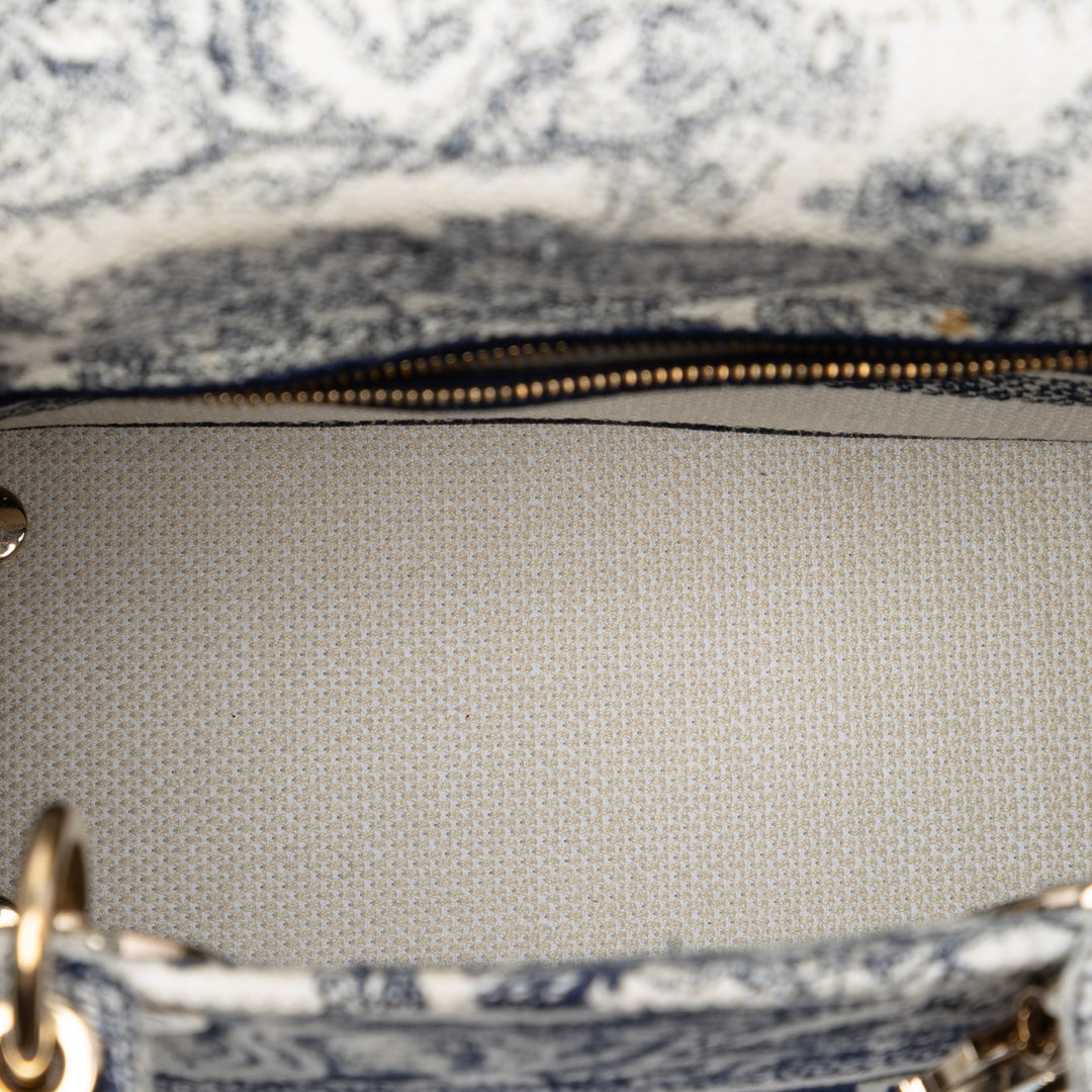 Dior Medium brodé Toile Toile de Jouy Lady D Lite