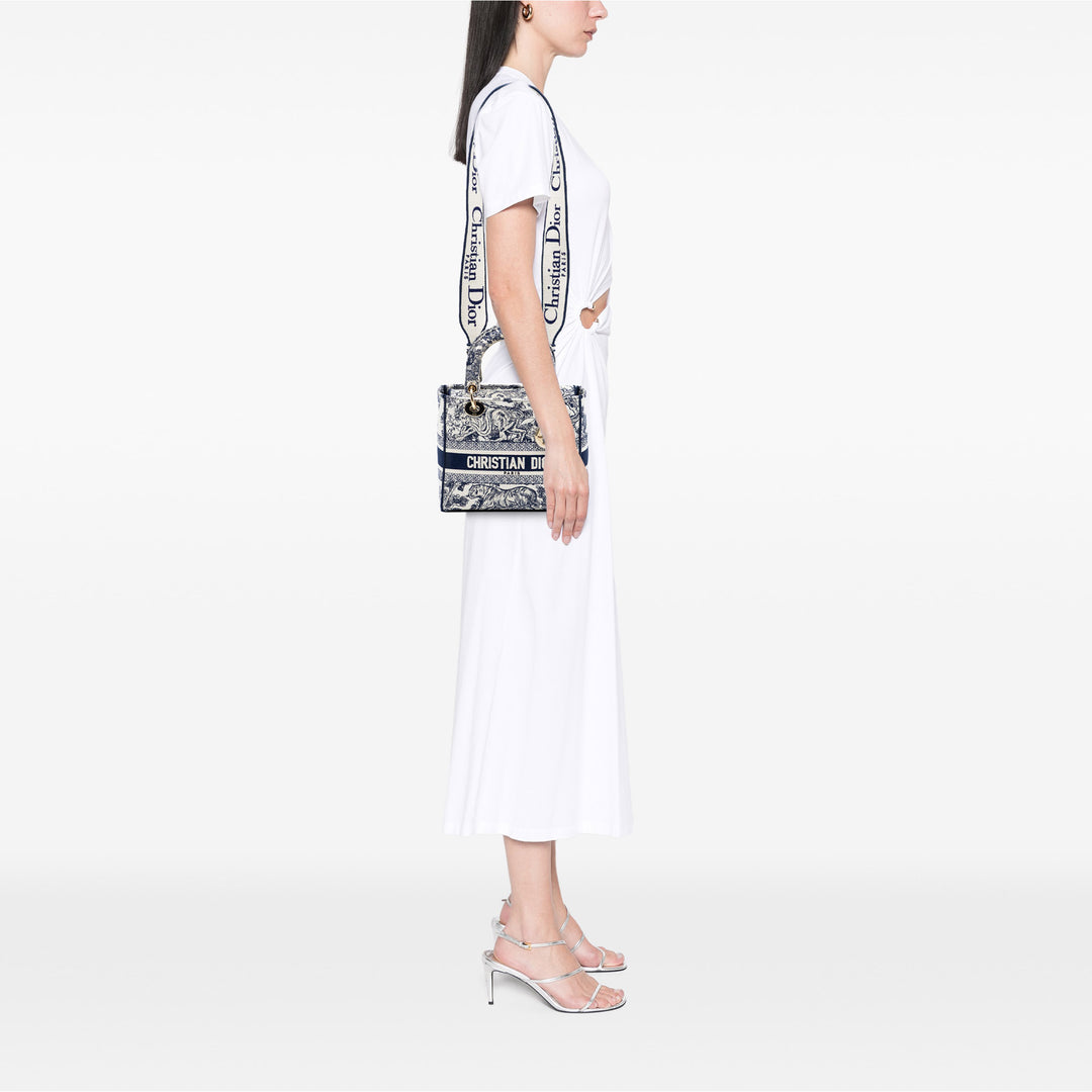 Dior Medium brodé Toile Toile de Jouy Lady D Lite