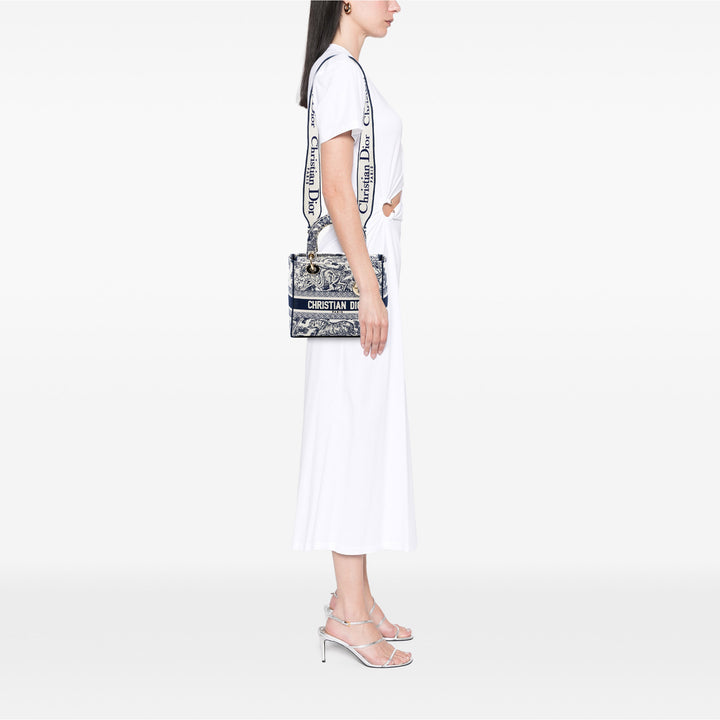 Dior Medium brodé Toile Toile de Jouy Lady D Lite