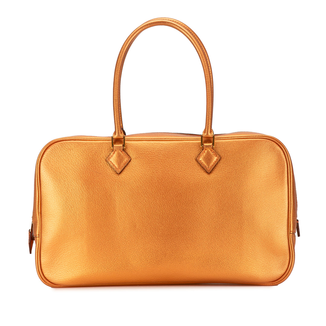 Hermès Métallisé Chevre Coromandel Plume Elan 28 Orange – GABY PARIS Authentique