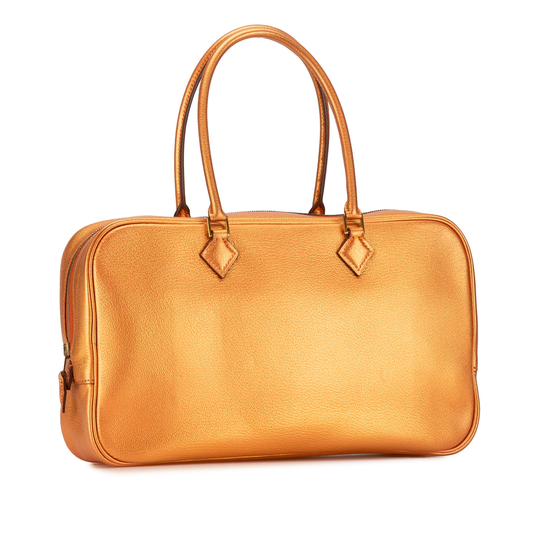 Hermès Métallisé Chevre Coromandel Plume Elan 28 Orange – GABY PARIS Authentique