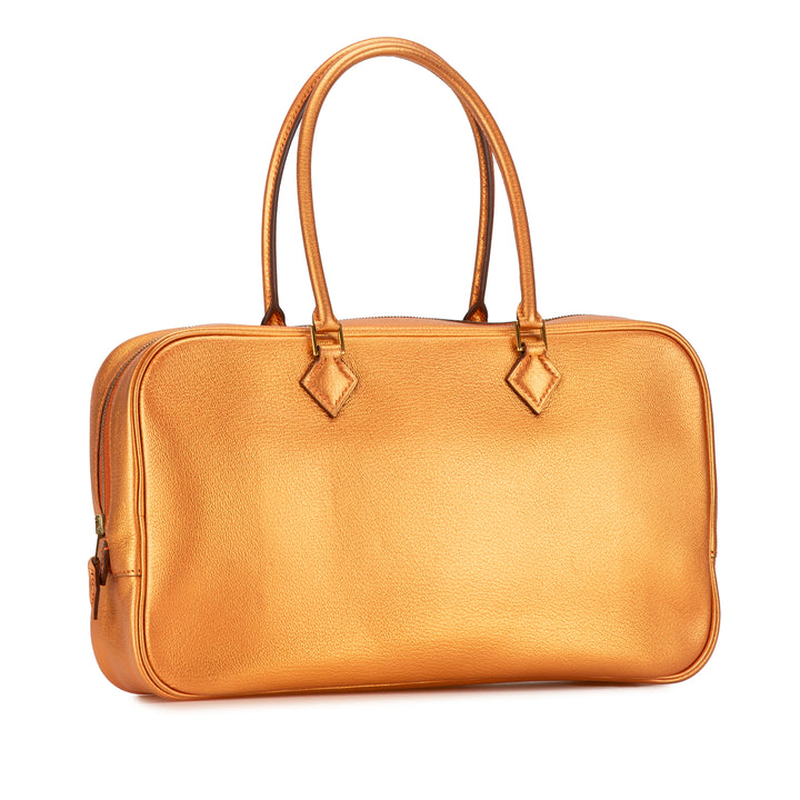 Hermès Métallisé Chevre Coromandel Plume Elan 28 Orange – GABY PARIS Authentique
