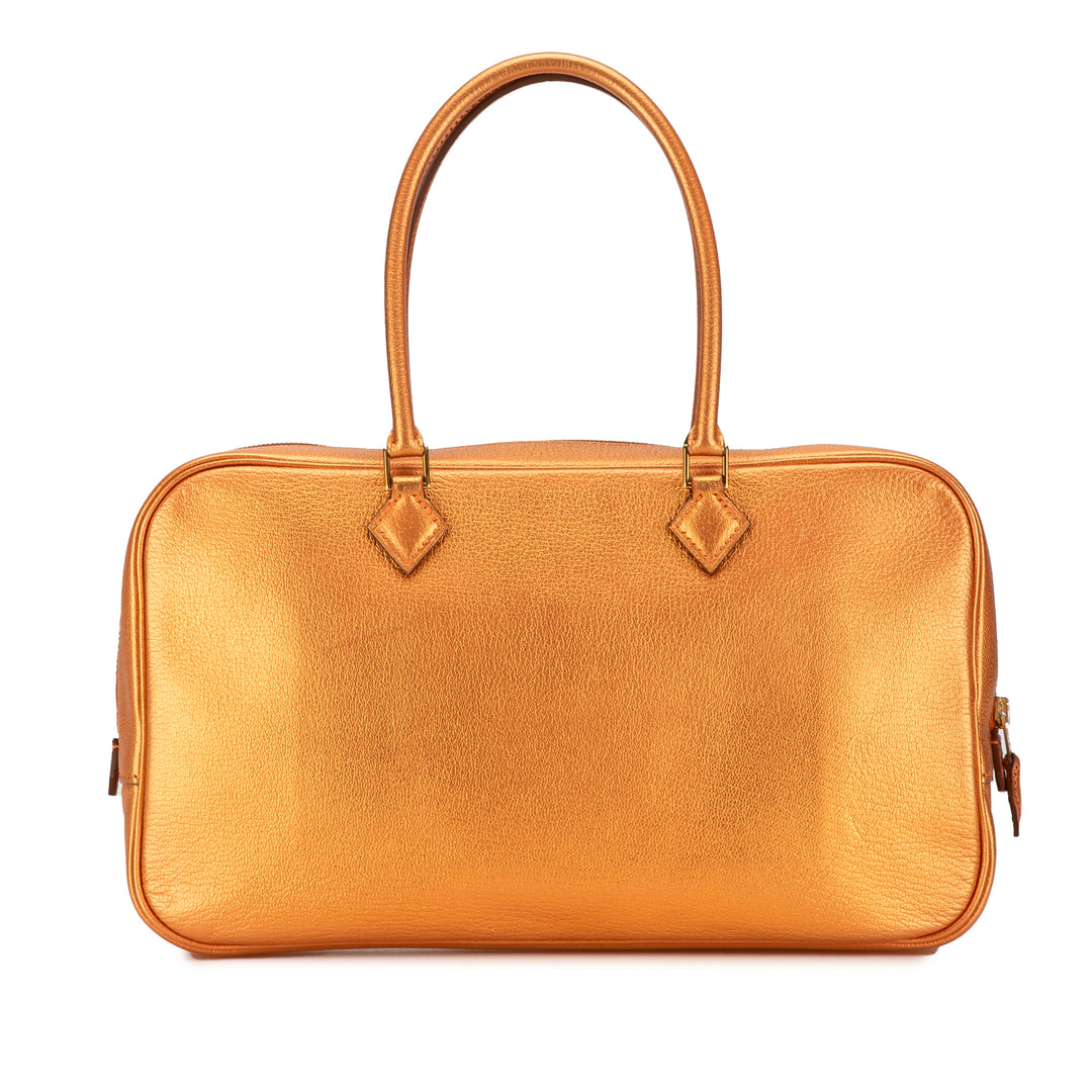 Hermès Métallisé Chevre Coromandel Plume Elan 28 Orange – GABY PARIS Authentique
