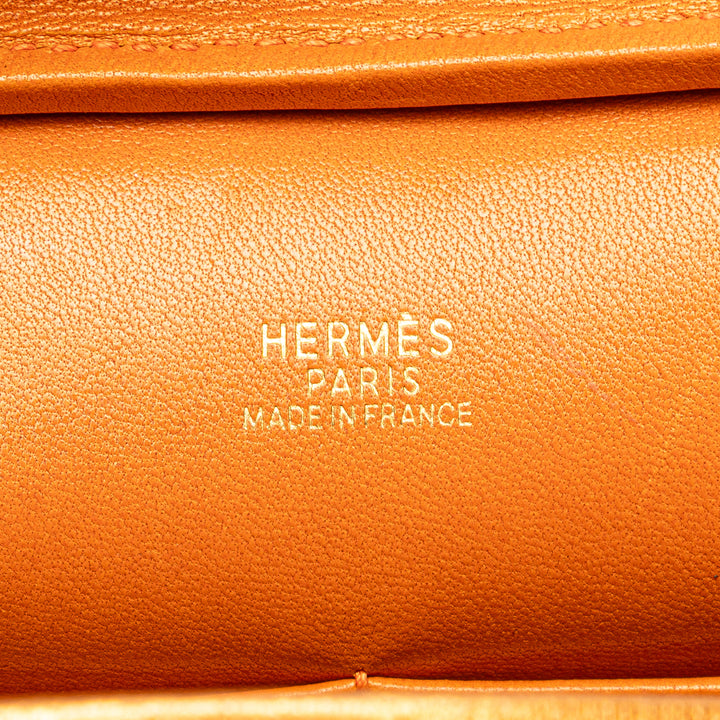 Hermès Métallisé Chevre Coromandel Plume Elan 28 Orange – GABY PARIS Authentique
