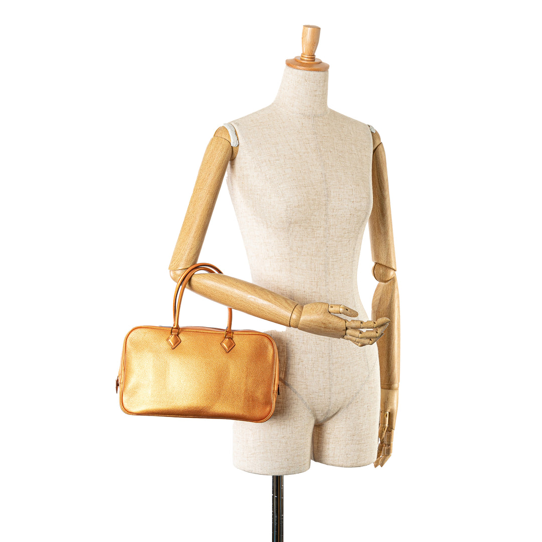 Hermès Métallisé Chevre Coromandel Plume Elan 28 Orange – GABY PARIS Authentique