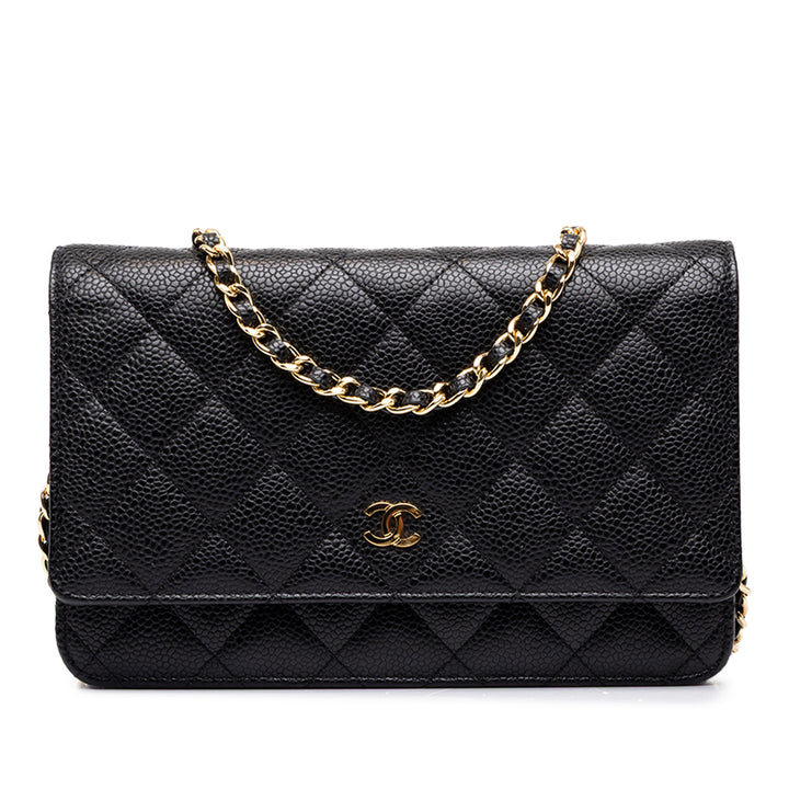 Chanel CC Matelassé Wallet on Chain Cuir caviar Noir – vue principale – GABY PARIS