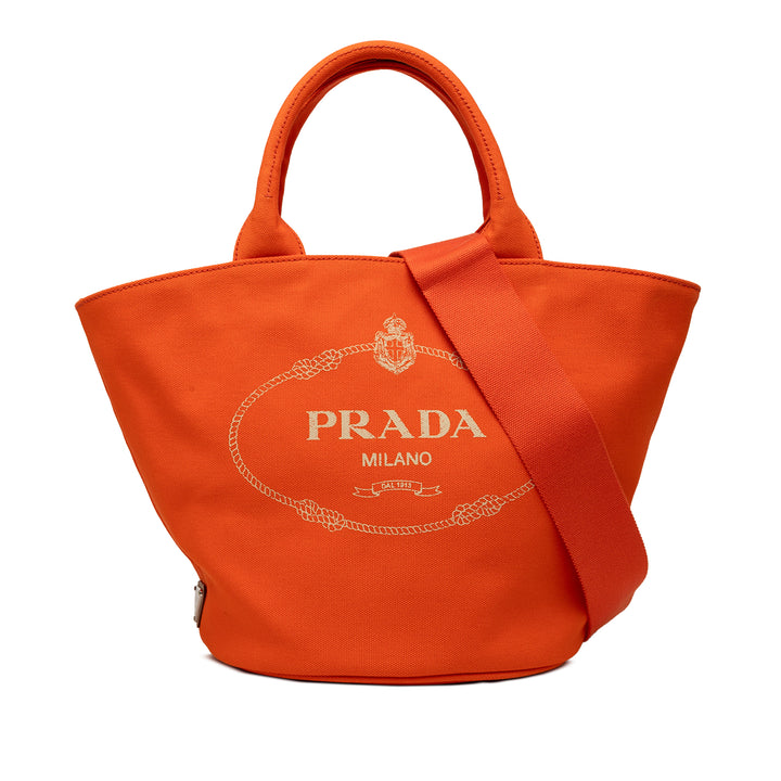Prada Toile Canapa Logo Cabas