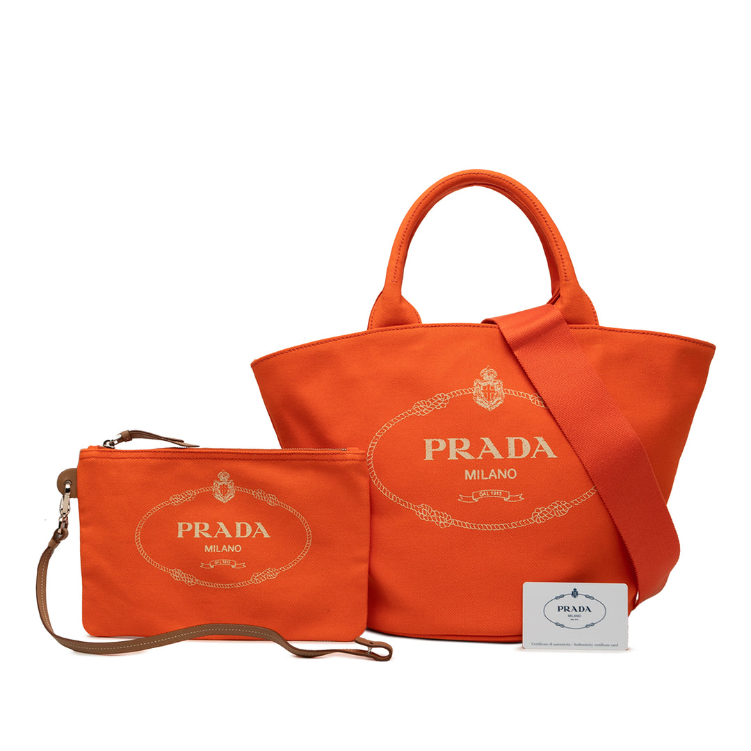 Prada Toile Canapa Logo Cabas