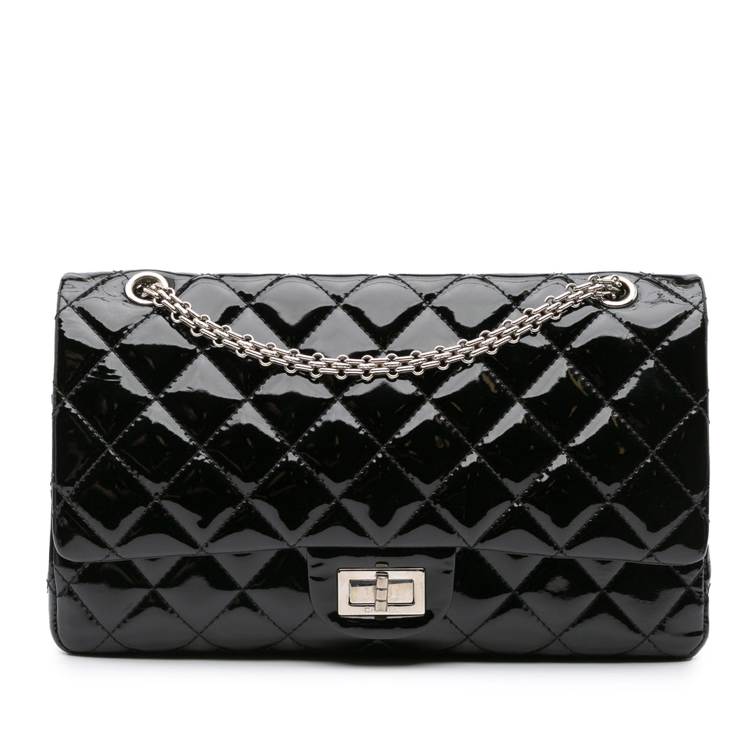 2.55 Reissue Quilted Patent Double Flap 227 Black - Gaby Paris