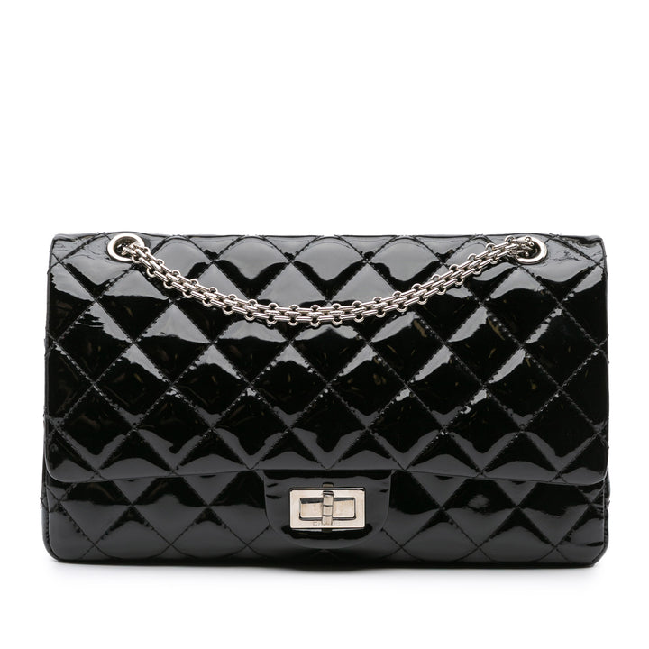 2.55 Reissue Quilted Patent Double Flap 227 Black - Gaby Paris