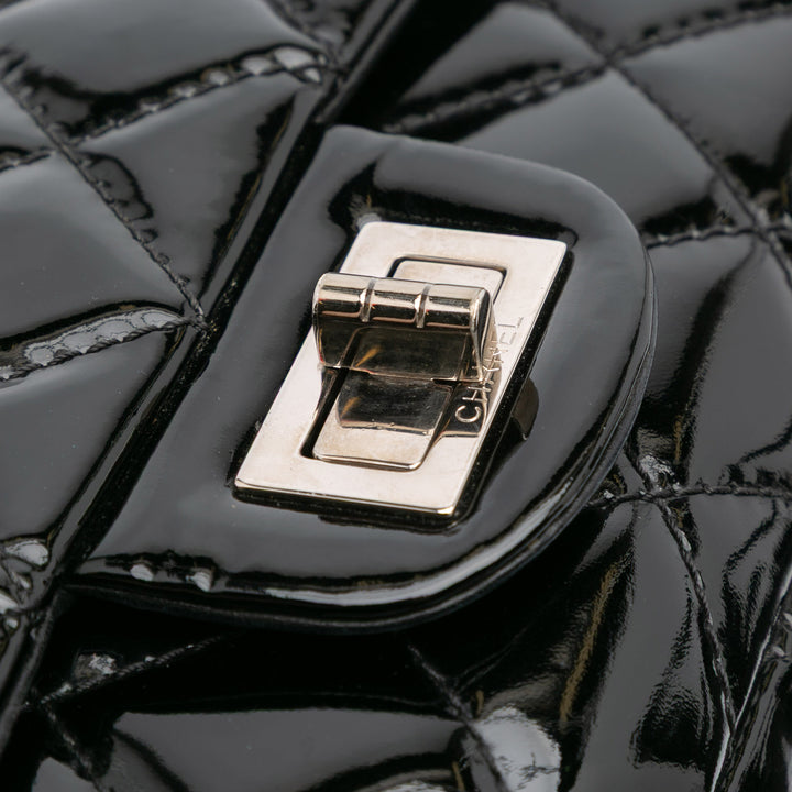 2.55 Reissue Quilted Patent Double Flap 227 Black - Gaby Paris