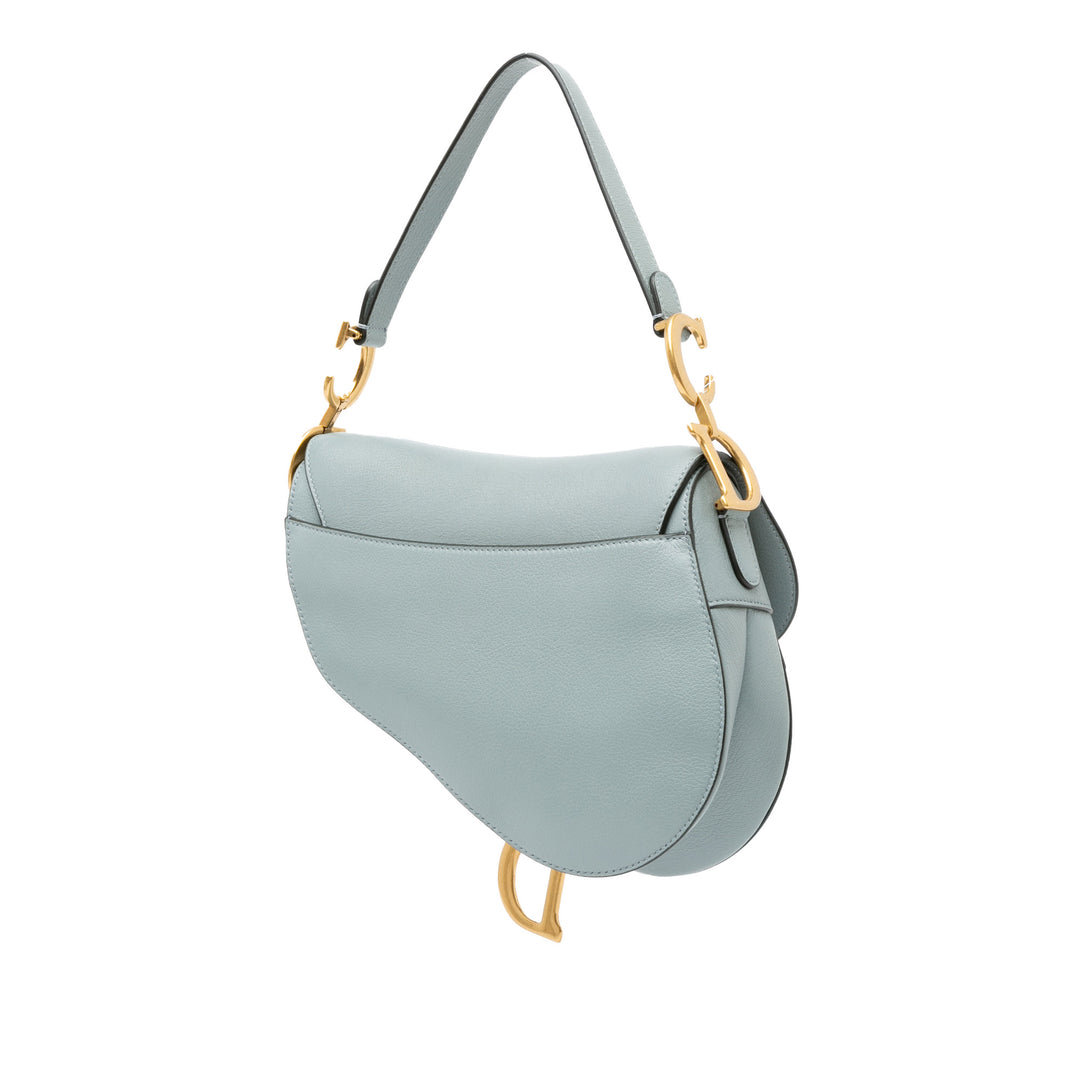 Medium Leather Saddle Bag Blue - Gaby Paris