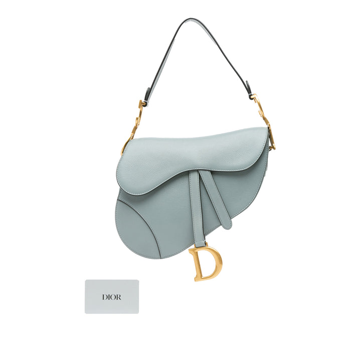 Medium Leather Saddle Bag Blue - Gaby Paris