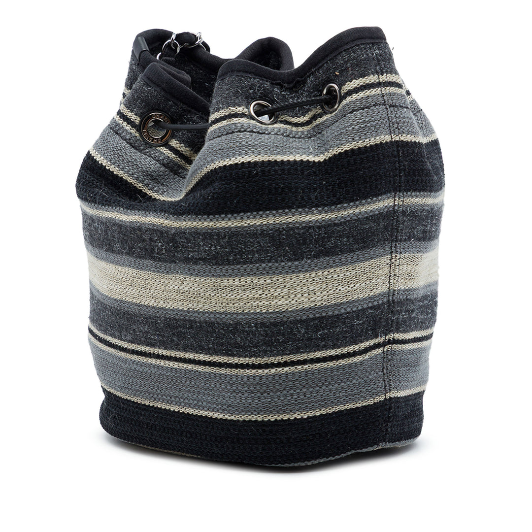 Rayé Deauville Sac à cordon seau Gris