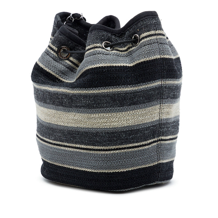 Rayé Deauville Sac à cordon seau Gris