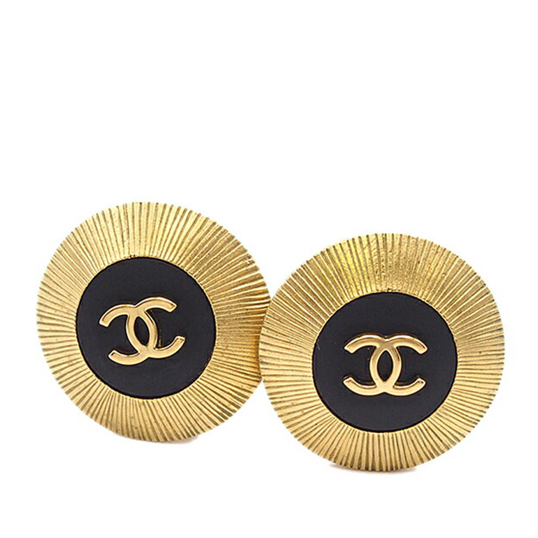 Gold Plated CC Button Clip On Earrings Gold - Gaby Paris