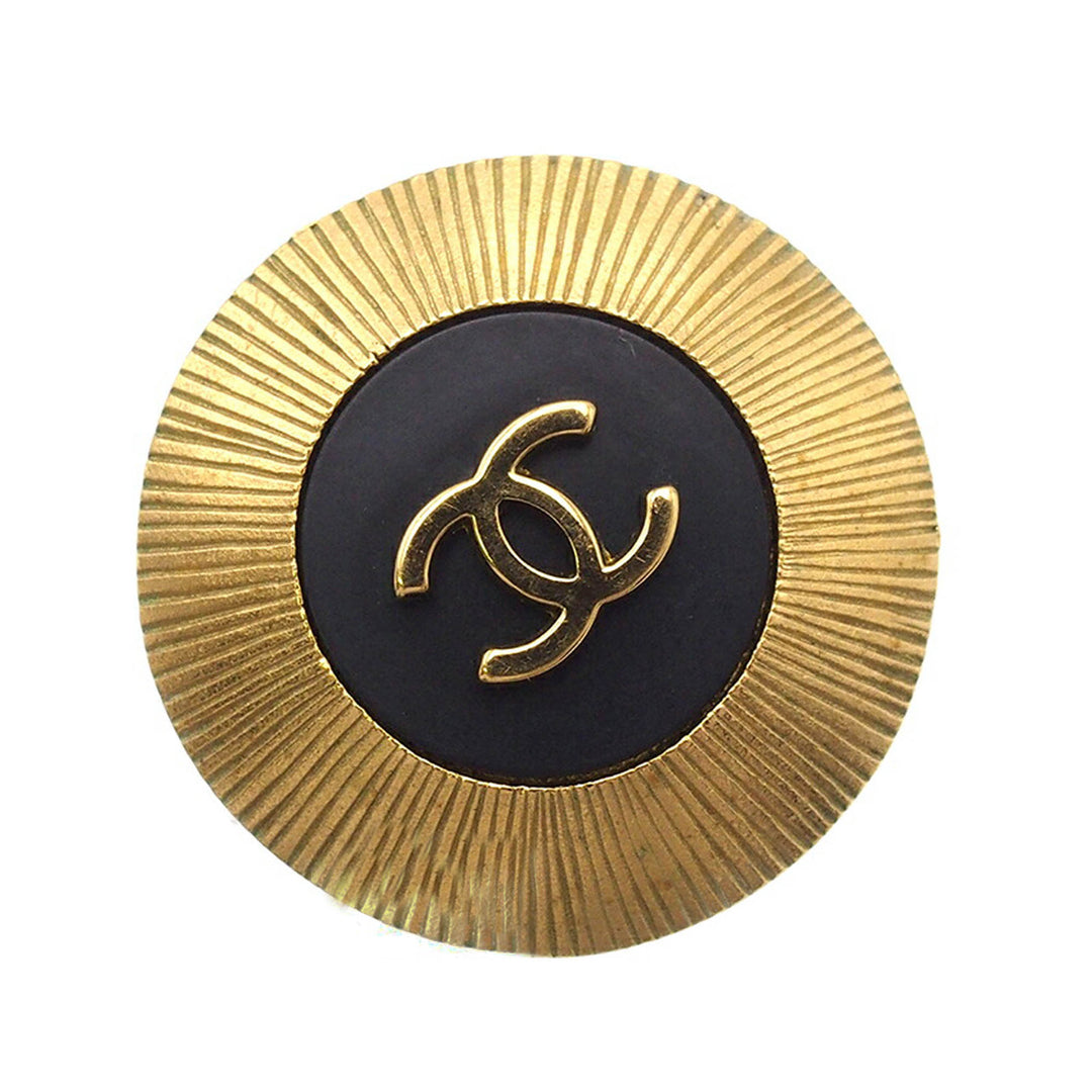 Gold Plated CC Button Clip On Earrings Gold - Gaby Paris