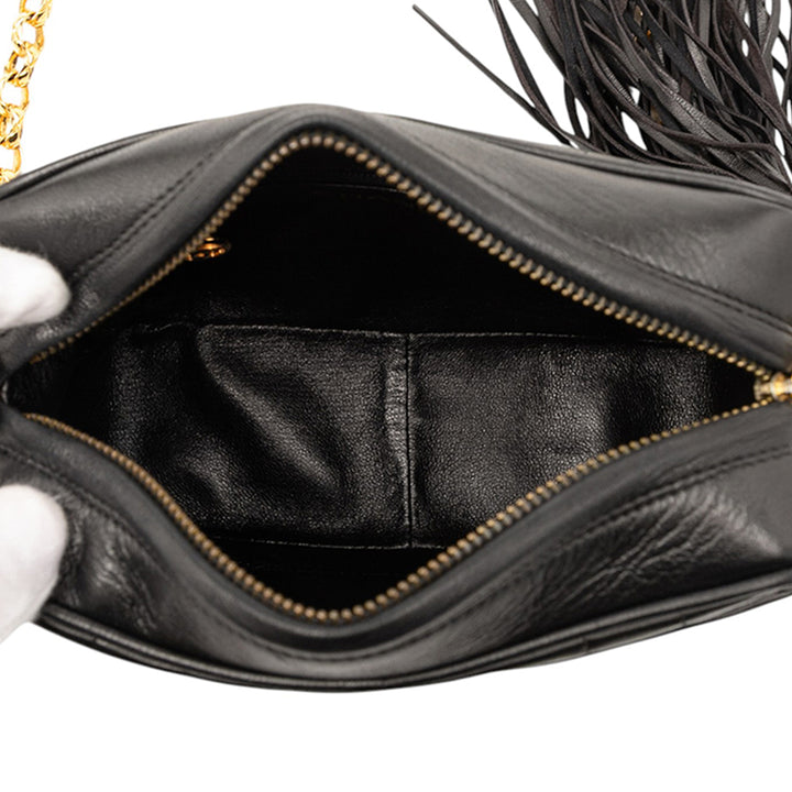 Chanel CC Quilted Cuir d’agneau Tassel Sac caméra Noir – GABY PARIS Authentique