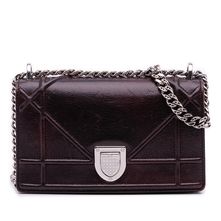 Dior Mini Grained Cuir de veau Diorama Flap Marron