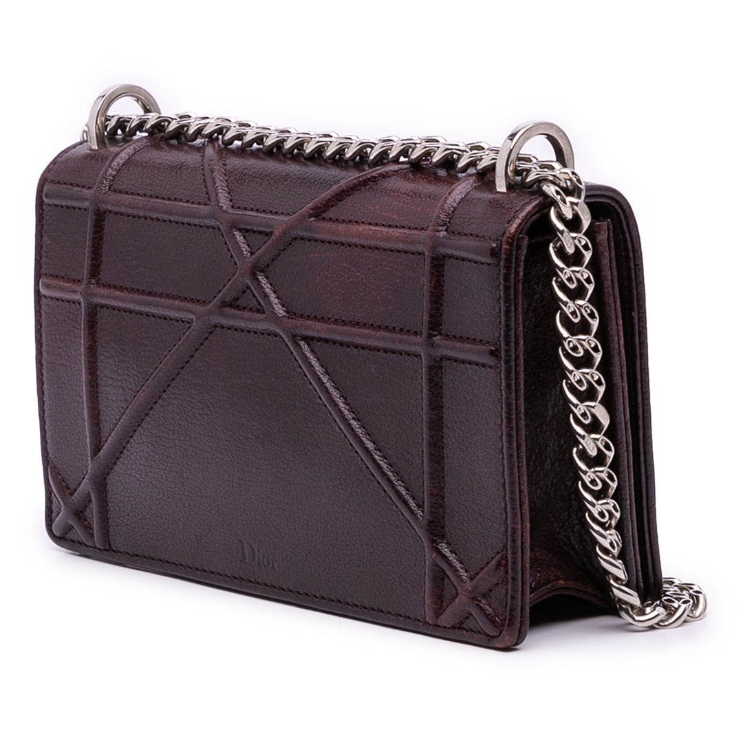 Dior Mini Grained Cuir de veau Diorama Flap Marron