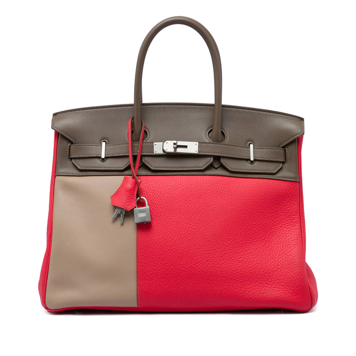 Hermès Tricolore et Birkin Cascade Retourne 35 Clémence Rose – vue principale – GABY PARIS