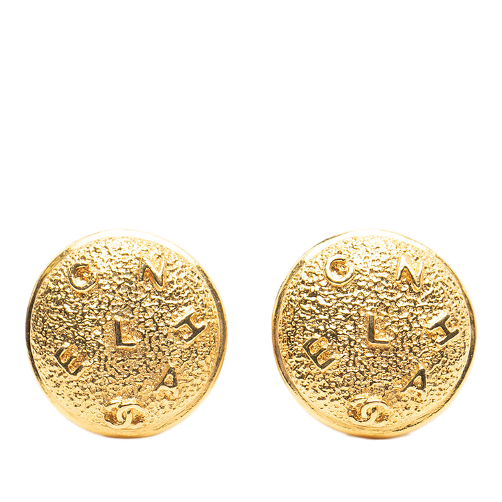 Chanel plaqué Logo Rond Clip On Boucles d’oreilles – GABY PARIS Authentique