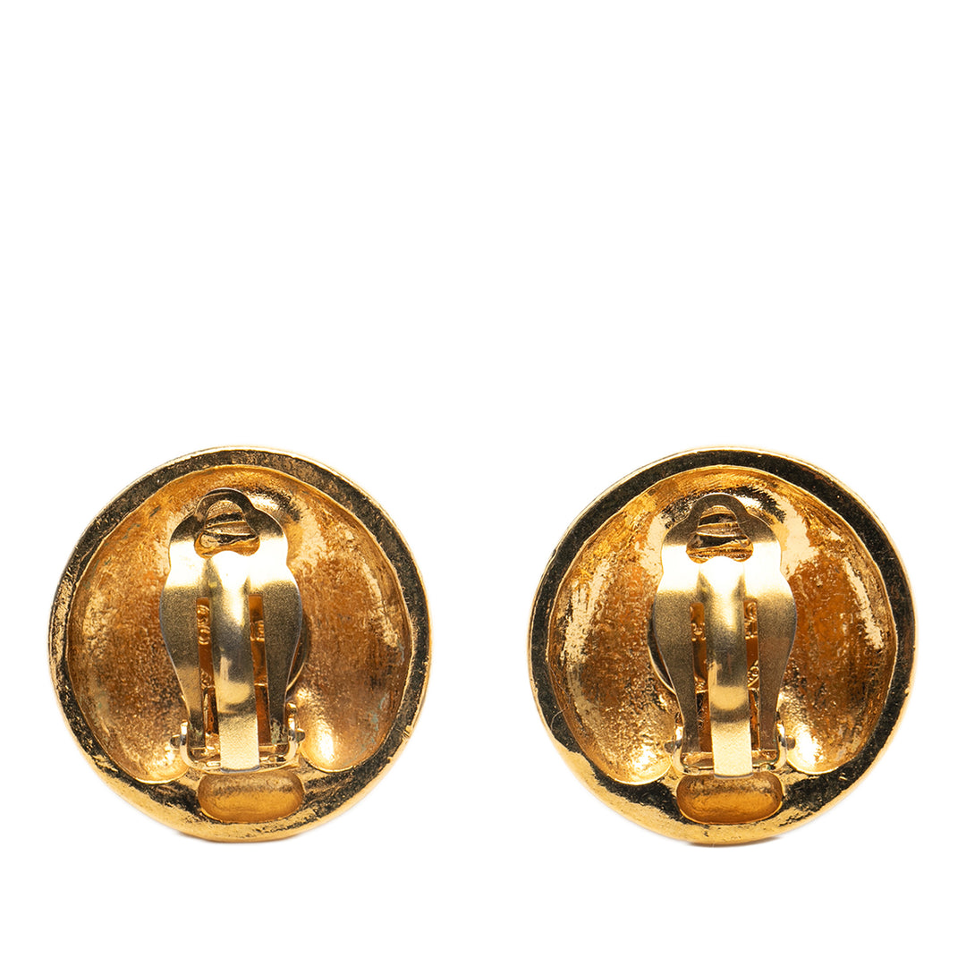 Chanel plaqué Logo Rond Clip On Boucles d’oreilles – GABY PARIS Authentique