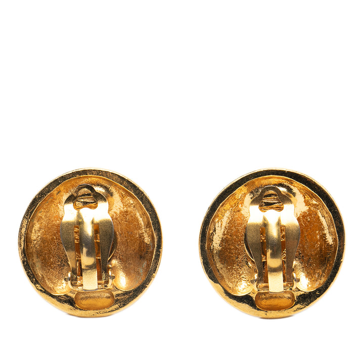 Chanel plaqué Logo Rond Clip On Boucles d’oreilles – GABY PARIS Authentique