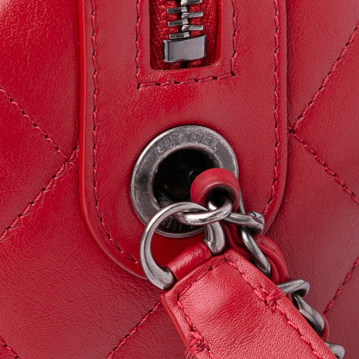 Calfskin Signature Chain 20s Bowling Bag Red - Gaby Paris