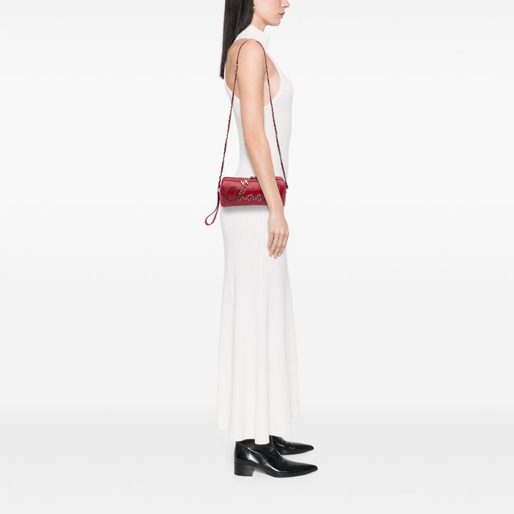 Calfskin Signature Chain 20s Bowling Bag Red - Gaby Paris