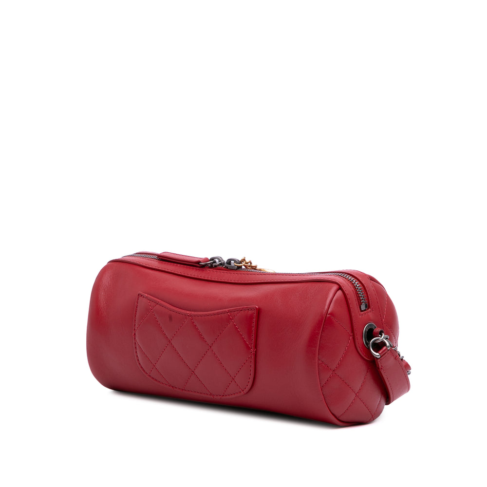 Calfskin Signature Chain 20s Bowling Bag Red - Gaby Paris