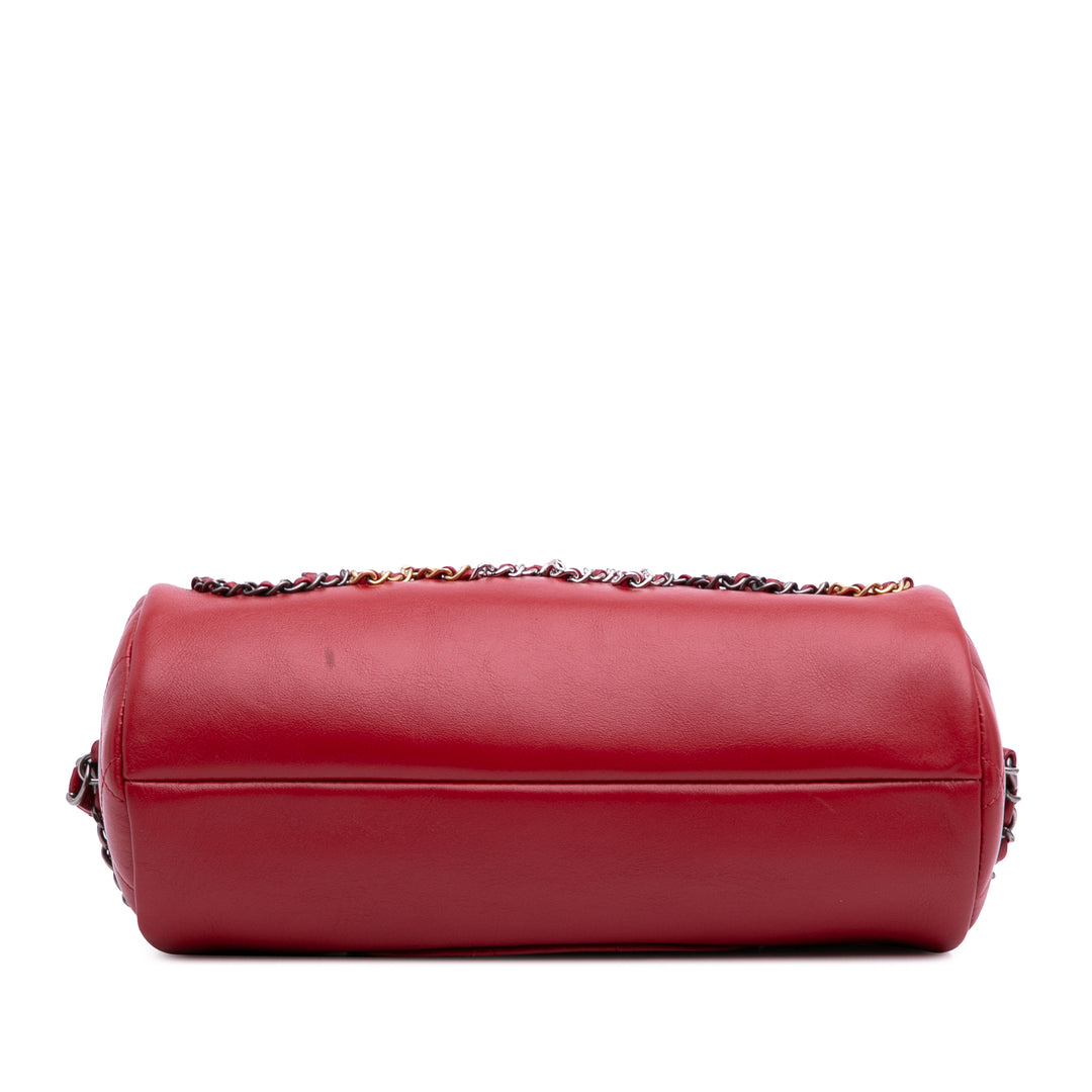 Calfskin Signature Chain 20s Bowling Bag Red - Gaby Paris