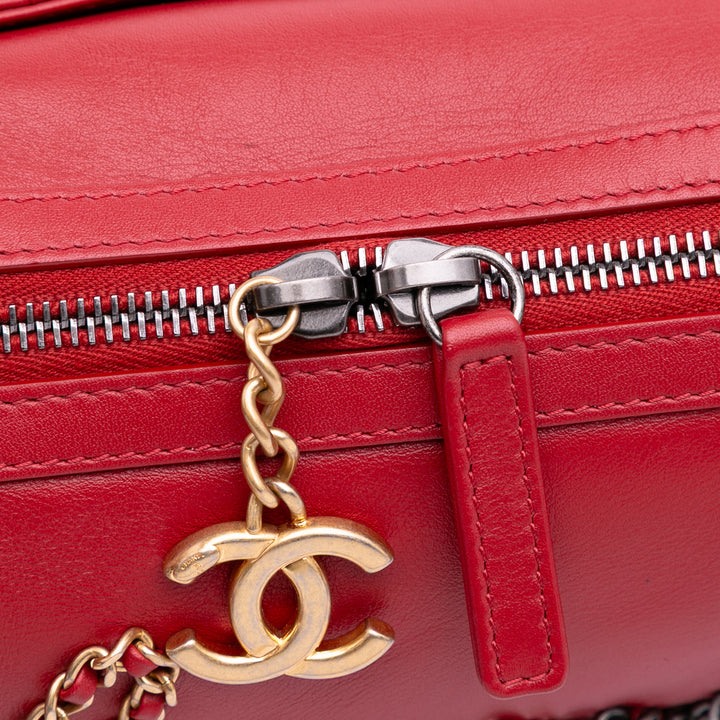 Calfskin Signature Chain 20s Bowling Bag Red - Gaby Paris