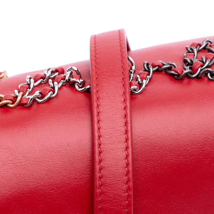 Calfskin Signature Chain 20s Bowling Bag Red - Gaby Paris