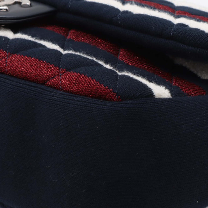 Chanel Jumbo Stripe Jersey Felt and Rope Flap Bleu
