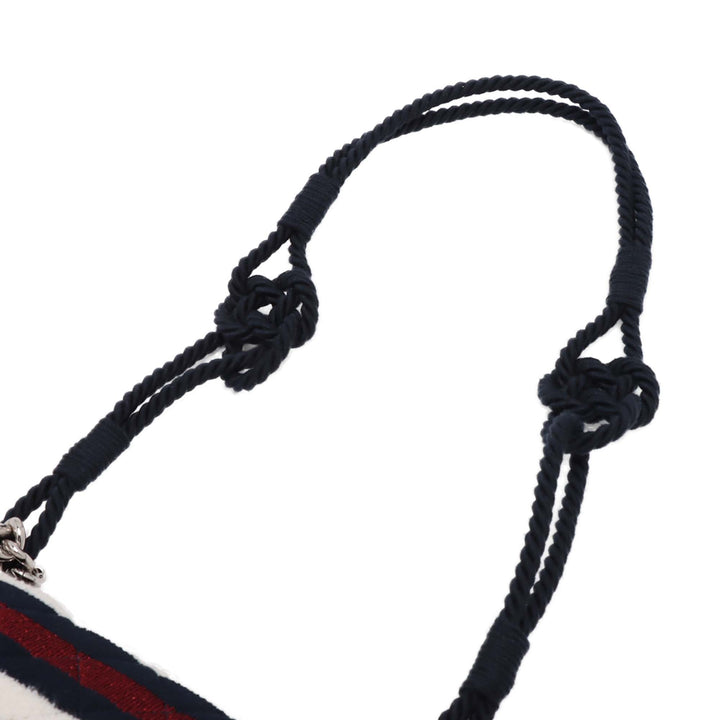 Chanel Jumbo Stripe Jersey Felt and Rope Flap Bleu