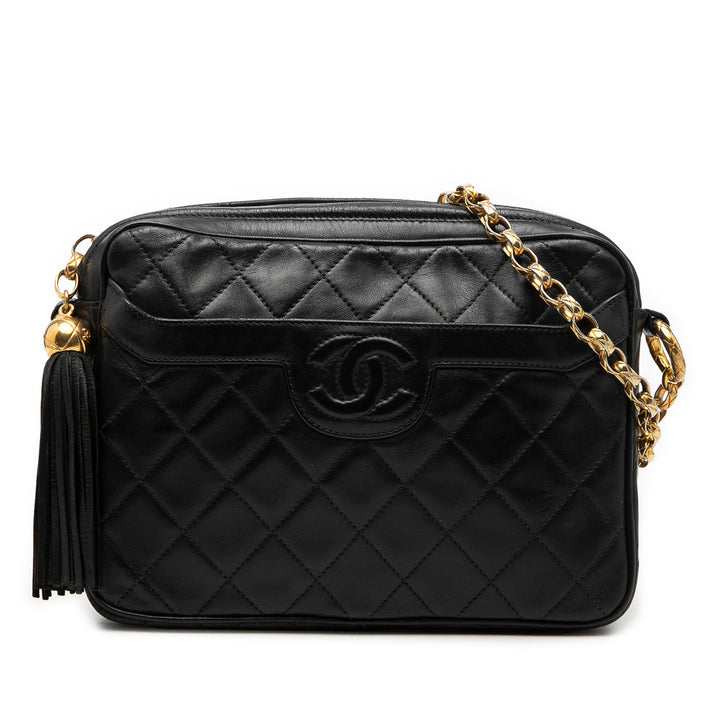 Chanel CC Matelassé Cuir d’agneau Pompon Sac caméra