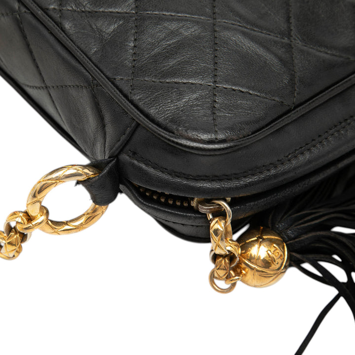 Chanel CC Matelassé Cuir d’agneau Pompon Sac caméra