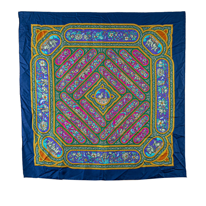 Hermès Qalamdan Silk Scarf Blue - GABY PARIS