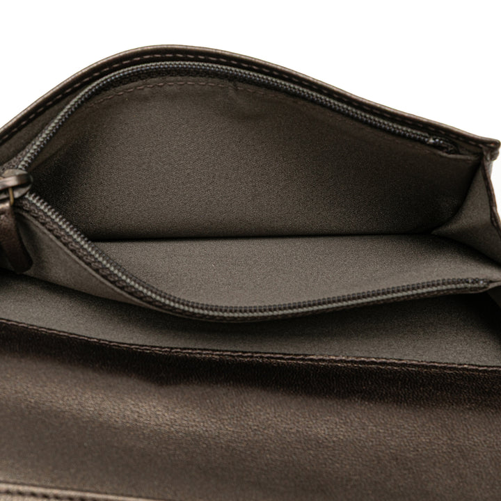 Embossed Lambskin CC Camellia Bifold Wallet Black - Gaby Paris