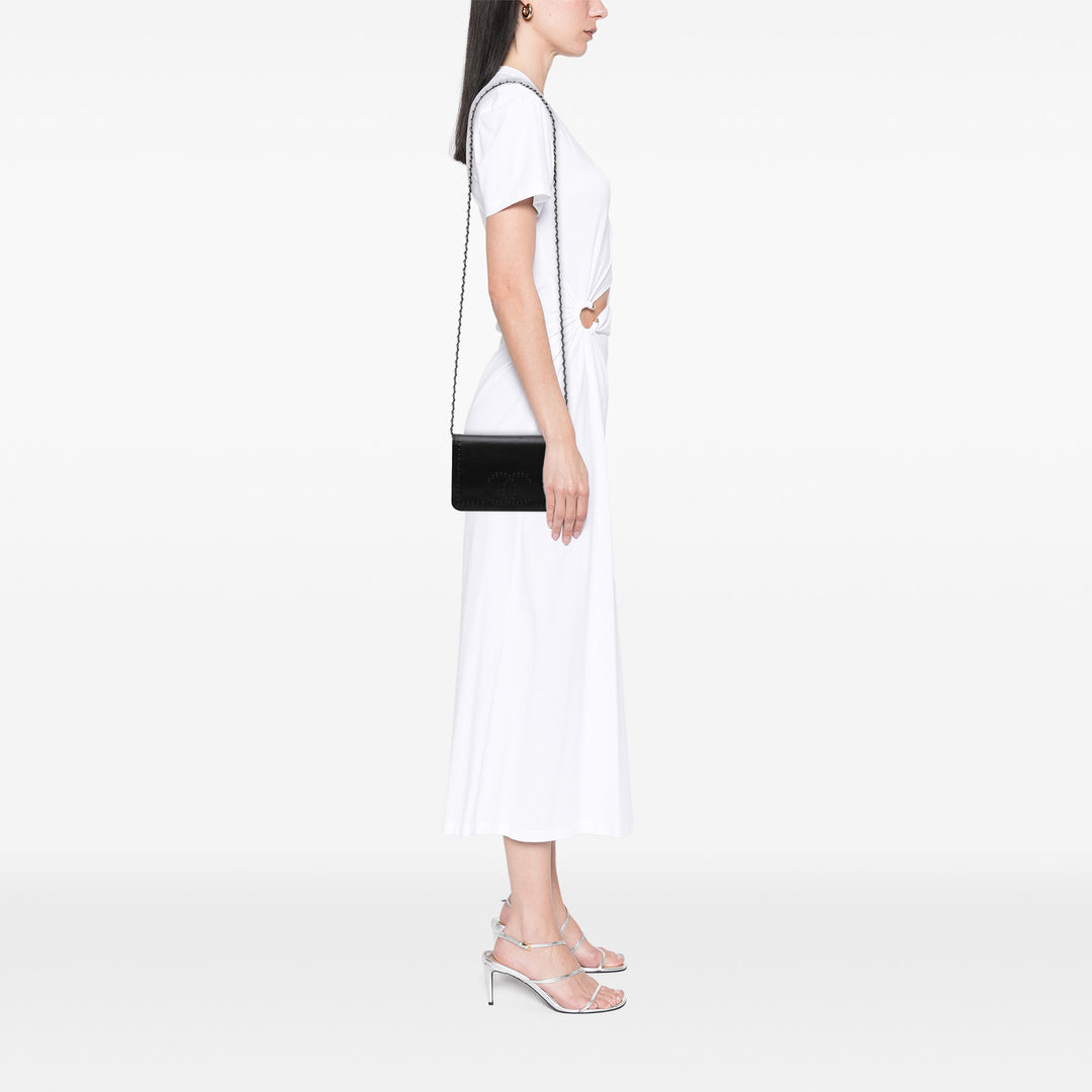 CC Embossed Lambskin Wallet On Chain Black - Gaby Paris