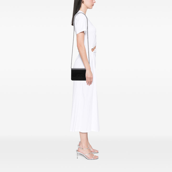 CC Embossed Lambskin Wallet On Chain Black - Gaby Paris