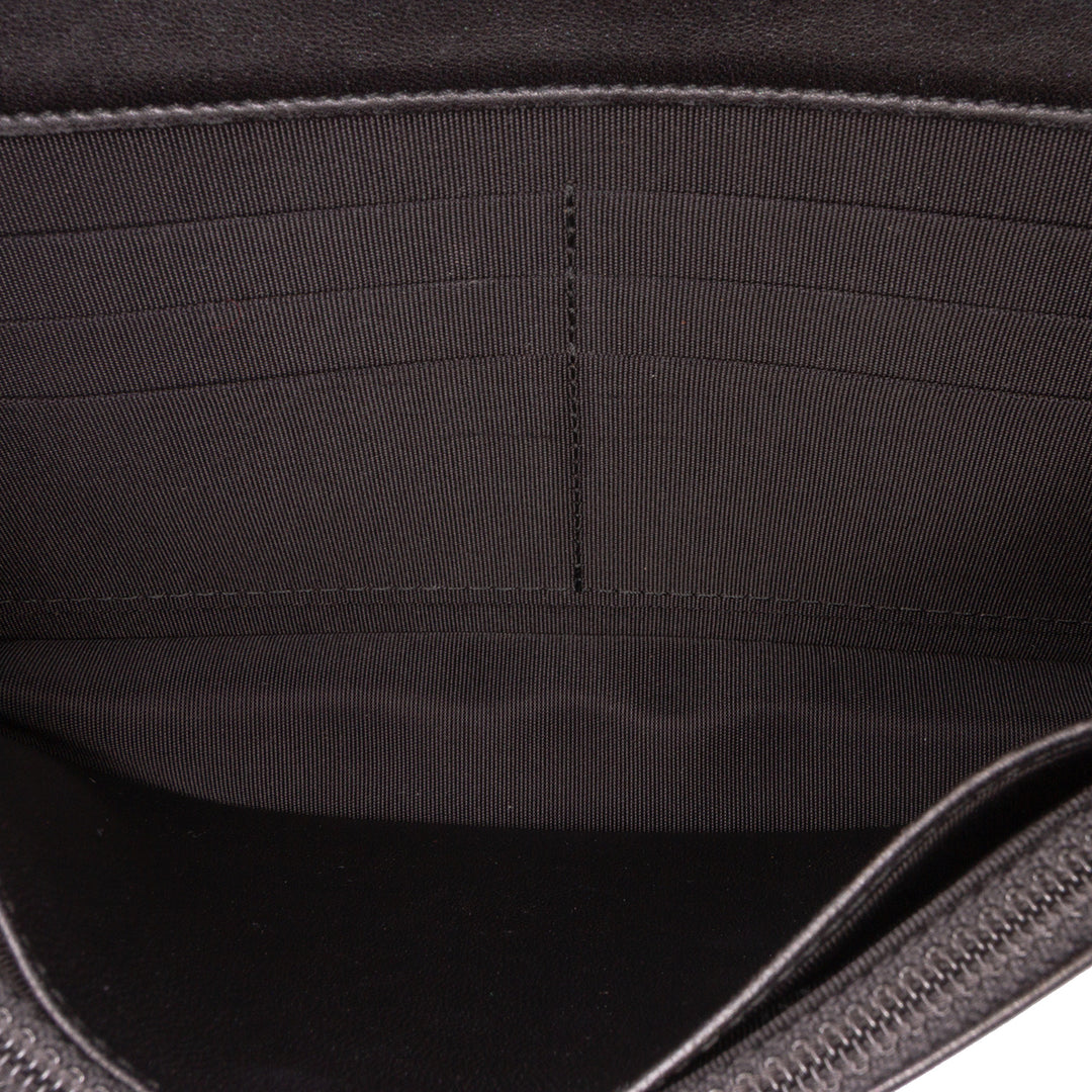 CC Embossed Lambskin Wallet On Chain Black - Gaby Paris
