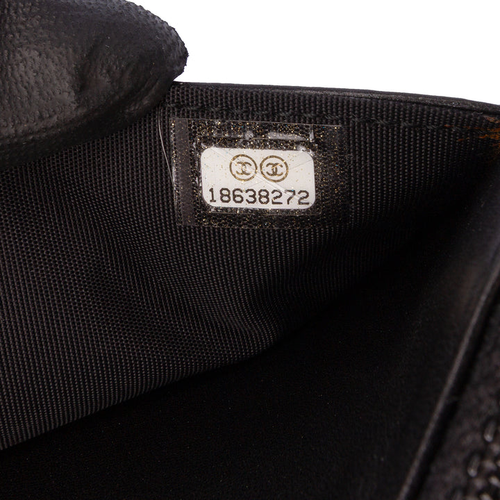 CC Embossed Lambskin Wallet On Chain Black - Gaby Paris