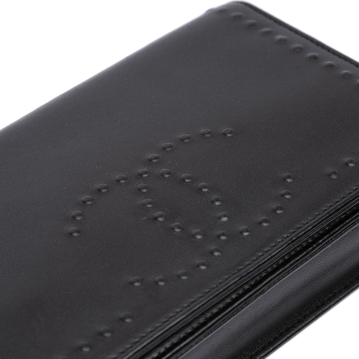 CC Embossed Lambskin Wallet On Chain Black - Gaby Paris