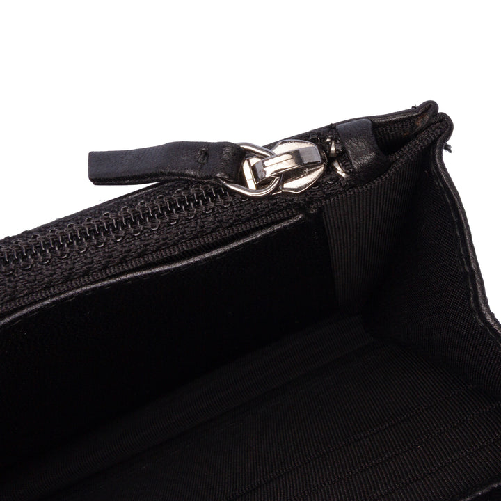 CC Embossed Lambskin Wallet On Chain Black - Gaby Paris