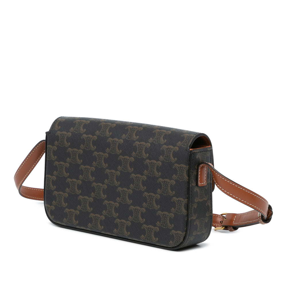 Triomphe Coated Canvas Claude Shoulder Bag Brown - Gaby Paris