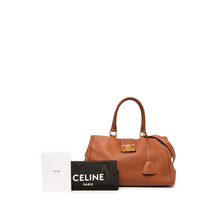 Celine Sac à main Souple Appoline Moyen Cuir de veau Marron – vue 7 – GABY PARIS